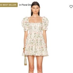 Agua Bendita Alaria Floral Puff Sleeve Mini Dress